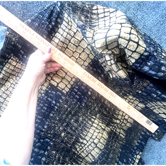 Chicos Blazer Jacket Womens 3 Large Black Gold Metallic Snake Artsy Classic - Picture 7 of 10